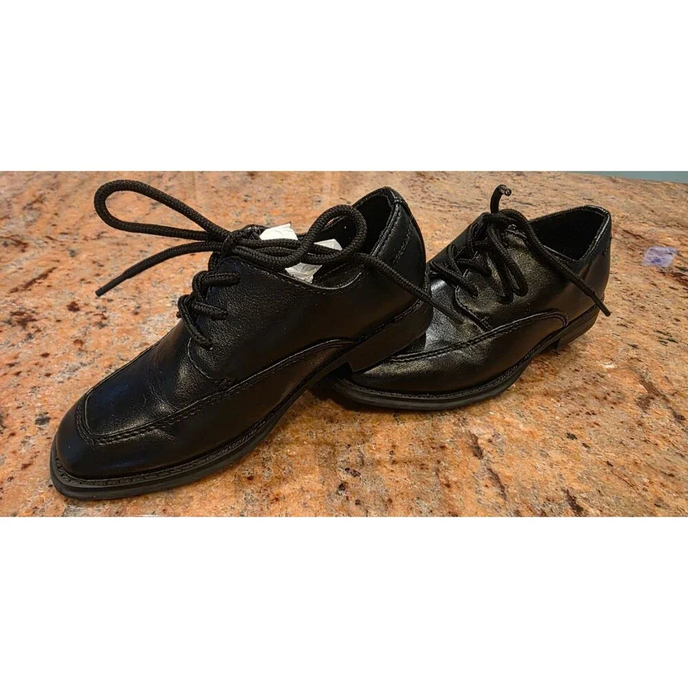Sonoma Alexander Boys Black Dress Shoes Size 12 Medium Square Toe Lace Up Formal